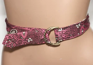J CREW Magenta Silk Tie Belt Brass D Rings SIZE M/L - 45" long Boho Design - Picture 1 of 8