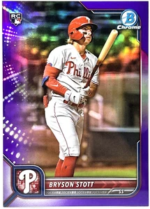 2022 Bowman Chrome - Bryson Stott - Purple Refractor /250 - Rookie (RC) Phillies - Picture 1 of 3
