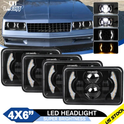 4PCS For Chevrolet Monte Carlo SS 1980-1988 4x6" LED Headlights DRL Hi/Lo Beam - Image 1 of 4