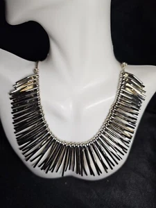 Vtg Natasha Egyptian Cleopatra Style Necklace Bib Statement Gold Tone Heavy 21" - Picture 1 of 11