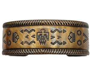 Copper Cuff Southwestern Style Native Storyteller Symbol Design Vintage Bracelet - Picture 1 of 23