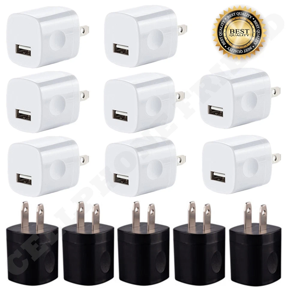 LOT Black White 1A USB Power Adapter AC Home Wall Charger US Plug FOR iPhone 5 6 - Image 1 of 1