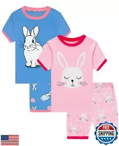 DolphinandFish Girls Easter Pajamas Cotton Girls Short Pajamas Summer Kids Cl - Picture 1 of 5