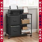 Black Under Desk Filing Cabinet 2 Drawers and Wheels Home Office Storage Shelves