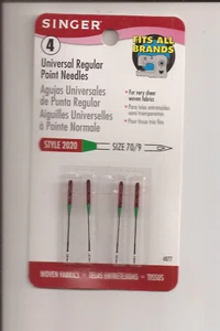 Singer Sewing Machine Needles Regular Point 70/9 Style 2020 Universal Pkg of 4 - Picture 1 of 2