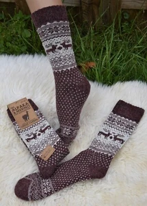 Winter Socken Größe 39-42 Warme Socken mit Alpaka und Merino Wolle Norweger Stil - Bild 1 von 60