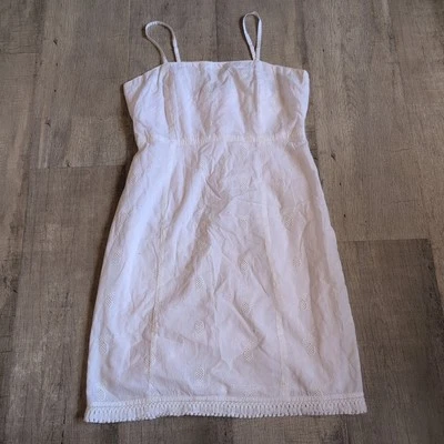 Japna 100% Cotton White Embroidered Pineapple Tank Slip Sun Dress Size Medium M - Image 1 of 4