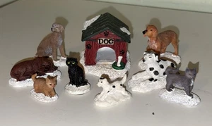 St Nicholas Square Christmas Village Dogs Cats and Doghouse 9 Piece Figures - Picture 1 of 7