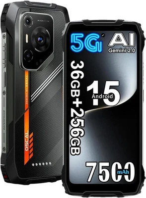 OSCAL PILOT 3 5G AI Rugged Smartphone Android 15 Unlock NFC,OTG,GPS - Black - Image 1 of 4