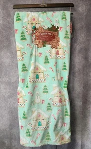 Sugar Cookie Gingerbread House Plush Blanket Christmas Mint Green 60" x 70" NEW - Picture 1 of 6