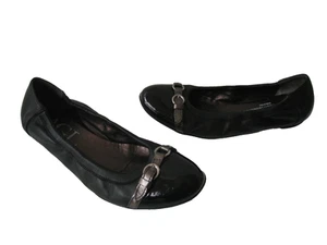 AGL BLACK LEATHER PATENT TOE FLATS WMNS US 10 EUR 40 HOT ITALY $260 - Picture 1 of 9