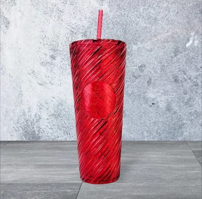 Starbucks Navidad 2024 Rojo Remolino Rayas Venti Vaso 24oz Taza Fría Invierno Nuevo Foto 1 de 2