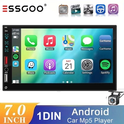 7"Single 1Din Touch Screen Stereo Bluetooth Cam Radio Car Apple/Android Carplay - Image 1 of 4