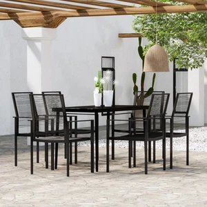 Garden Dining Set Black Furniture 140/80 cm Table Length 3/5/7 Piece vidaXL - Picture 1 of 18