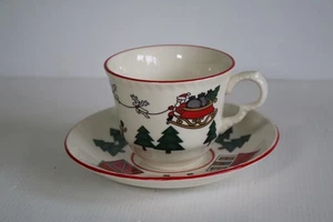 Vintage Masons Ironstone Christmas Village Tea Cup & Saucer - Picture 1 of 6