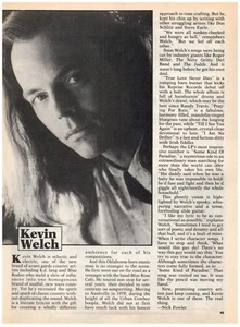 New Promising Country Music Singer Kevin Welch Article magazine CLIPPING photo - Imagen 1 de 1