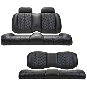 MADJAX Aviator Front and Rear Seat Cushion Set for E-Z-GO TXT Golf Cart  | Black - Bild 1 von 6