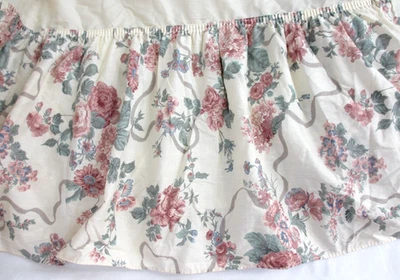 Croscill Elizabeth Queen Bed Skirt Pink Floral Cottage Rose Country Dust Ruffle - Image 1 of 4