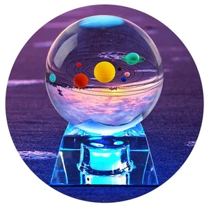 3D Solar System Crystal Ball with LED Base Astronomy Night Light for Home Dec... - Picture 1 of 7