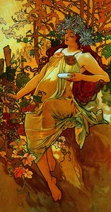 Herbst 22x30 Handnummeriert Ltd. Edition Jugendstil Deko Druck von Alphonse Mucha - Bild 1 von 1