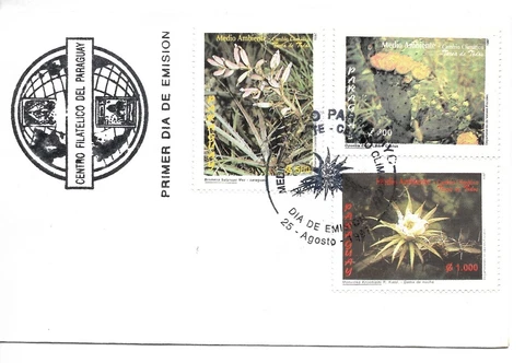 PARAGUAY 1997 FLORA FLOWERS CACTUS SET OF 3 ON FIRST DAY COVER FDC COVER Cover