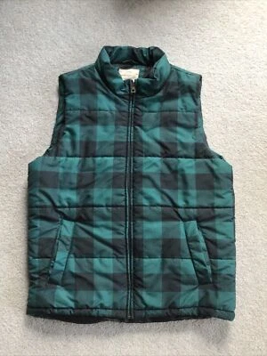 Chaleco acolchado a cuadros Buffalo vintage resistente a la intemperie negro verde para hombre L Foto 1 de 4