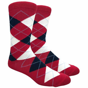 Fine Fit Men's Argyle Cotton Dress Socks Wedding Diamond Pattern Assorted Colors