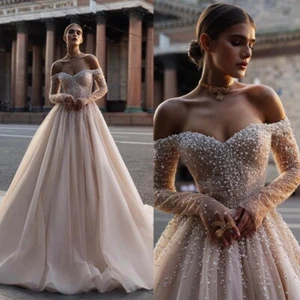 Prinzessin Brautkleider Ballkleid Strass Perlen Bodenlangen Prinzessin Braut - Picture 1 of 11