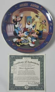 Plato 1942 fiesta de cumpleaños de Mickey's Bradford Exchange con certificado de autenticidad - Imagen 1 de 4