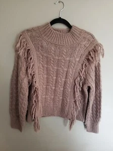 Altar'd state Fringe knit sweater taupe neutral M medium - Picture 1 of 1