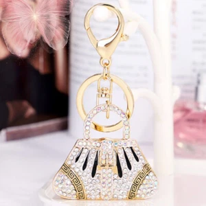 Gold Bag Keychain Super Cute Gold Rhinestone Bag Charm Rhinestone Keyring Gift - Picture 1 of 3