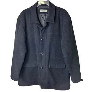 Joseph Abboud Over Coat XL Charcoal Wool Blend Single Breasted Topcoat Utility - Picture 1 of 11