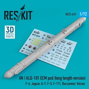 AN/ALQ-101 ECM Pod Long F-4 Jaguar A-7 F-5 F-111 1/72 3D Print ResKit RS72-0419 - Imagen 1 de 3