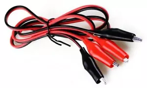 1m Crocodile Clip to Crocodile Clip Test Lead Alligator Red Black - Picture 1 of 1
