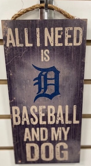 MLB - Baseball and My Dog 6"x12" Distressed Sign CHOOSE YOUR TEAM Gift/Fan Cave - Image 1 of 1