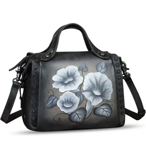 Genuine Leather Purse and Handbag for Women Hand Painted Crossbody Shoulder Bag - Picture 1 of 7