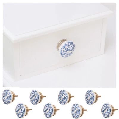 8 X Möbelknöpfe Set Griffe Schwarz Weiß Keramik Knöpfe Knäufe Knober BUK top  - Bild 1 von 2