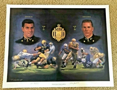 USNA Heisman Winners -Roger Staubach & Joe Bellino - Litografía LE firmada a mano Foto 1 de 3