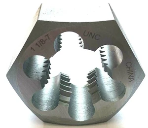 1-1/8-7 UNC ACERO AL CARBONO HEXAGONAL RETHROSCADO TROQUEL - ¡NUEVO! - Imagen 1 de 8