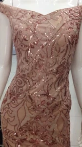 Formal Party Gown Size 14 Gold Off The Shoulder Wedding Ball Events Gala Cruise - Picture 1 of 6