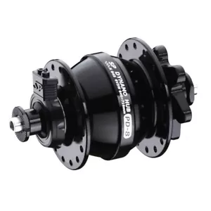 SP PD-8 Dynamo Hub —AUS STOCK— Shutter Precision Front QR 6 Bolt Disc Black 36h - Bild 1 von 2