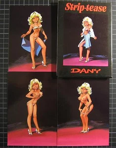 SEXY PIN UP POSTKARTEN SET STRIPTEASE DANI STRIPPT! DANY TRUCKER BIKER GIRL! - Picture 1 of 4