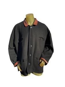 Vintage 80s WORKERS FOR FREEDOM England Leather Trim Oversized Wool Jacket Mens - Picture 1 of 12