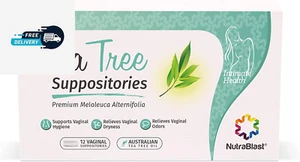Nutrablast Tea Tree Oil Suppositories (12 Count) | All Natural Intimate Deodoran - Picture 1 of 12