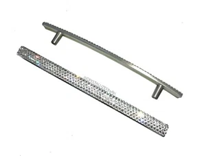 Bling Pair Cabinet Pulls AUSTRIAN CRYSTAL Satin Nickel Handle Brainerd Bedazzled - Picture 1 of 6