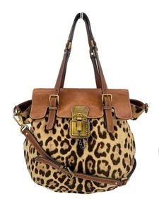 Dolce und Gabbana Schultertasche Leopardenmuster Ponyhaar hellbraun Leder Miss Privee - Bild 1 von 14