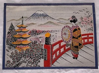 Japanese Scene Mt Fuji Colorful Embroidery Cloth Sew on Patch - Image 1 of 4