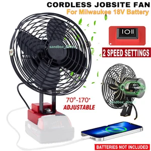 Cordless Portable Jobsite Fan Cooling Fan For Milwaukee 18V Battery Outdoor - Picture 1 of 13