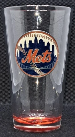 New York Mets Pint Beer Glass With Pewter Medallion Cover