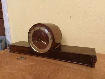 ANTICO OROLOGIO A PENDOLO DECò ZENTRA DA CAMINO TAVOLO STILE INGLESE FUNZIONANTE - Immagine 1 di 4